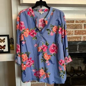 Talbots Bright Floral Popover Blouse